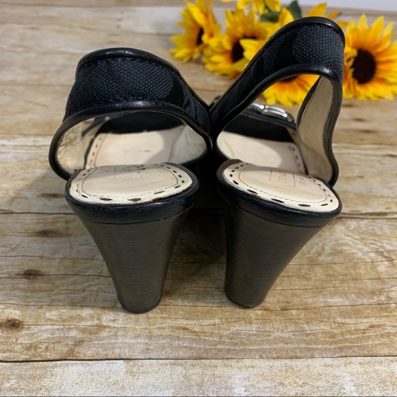 Coach black wedges have peep toe. Size 7 1/2 - Picture 5 of 9